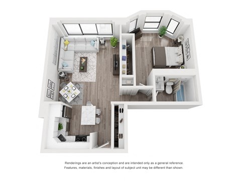 1 bedroom floor plan |  River North Apartments Chicago IL